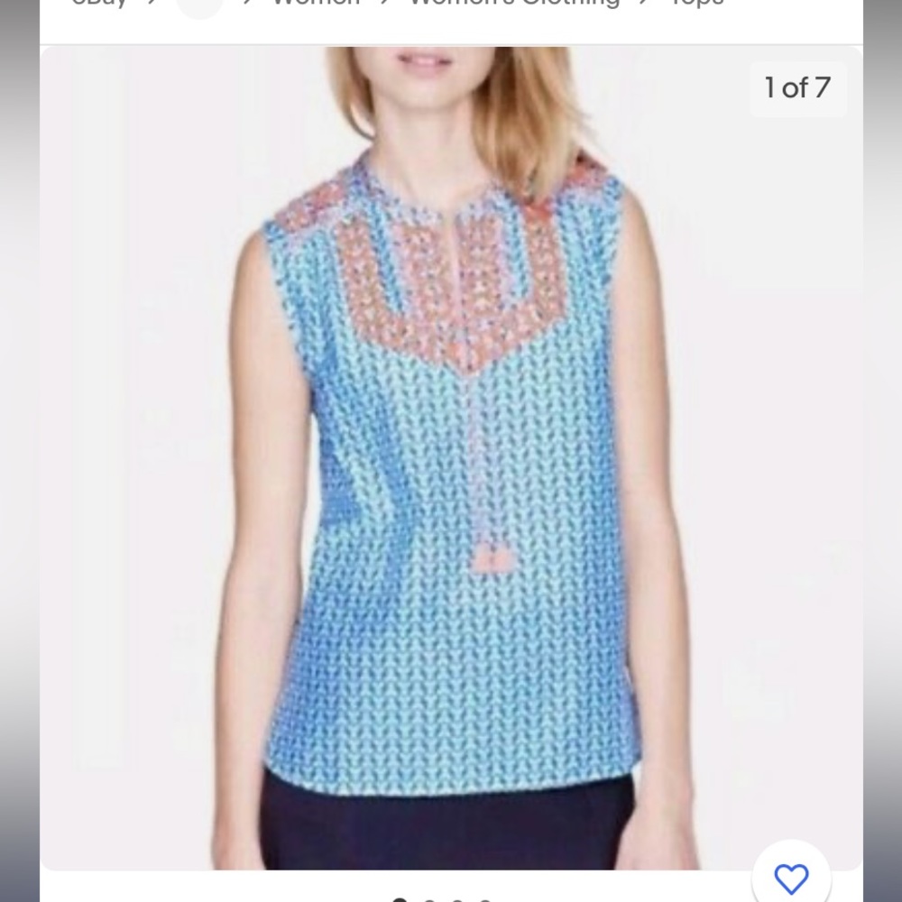 J. Crew Factory Embroidered Top Cotton Beach Casual.   Sz 2.      EUC!